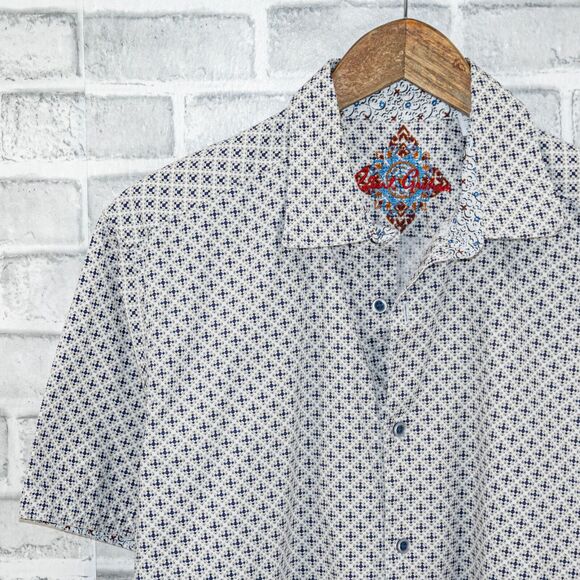 Robert Graham Men's Short Sleeve Button up MOSCOW Shirt Geo Print sz Large - Picture 5 of 6